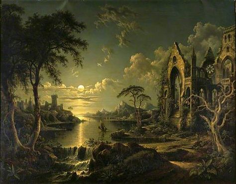 BBC - When Gothic Was Born - About the Season Sebastian Pether, Gothic Landscape, Art Mini Toile, Lukisan Lanskap, Moonlight Painting, Gothic Church, Small Canvas Paintings, Art Classique, Textured Canvas Art