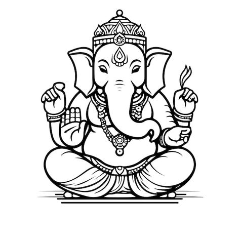 Ganesh Aesthetic Drawing, Ganesha Coloring Page, Lord Ganesha Line Art, Ganesh Line Drawing, Lakshmi Ganesh Diwali Drawing Sketch, Ganesh Drawing Sketch, Ganesh Festival Drawing, Motif Design Pattern Drawings, Ganesha Chaturthi Drawing