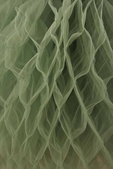 Green Tulle Fabric, Clothes Inspired By Nature, Fabric Editorial, Tulle Aesthetic, Fabrics Aesthetic, Green Aesthetic Fashion, Nature Mood Board, Tulle Art, Green Editorial