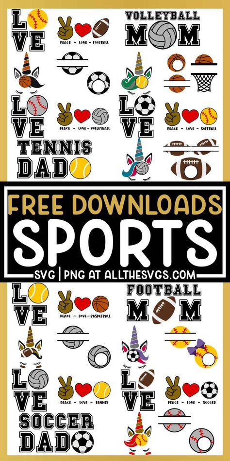 Free Tennis Svg Files For Cricut, Softball Cricut Designs Free, Free Sports Svg Files For Cricut, Cricut Sports Projects, Baseball Png Free, Free Basketball Svg Files For Cricut, Sports Svg Files Free, Tennis Svg Free, Free Soccer Svg Files For Cricut