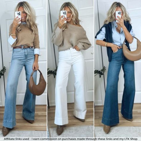 TreatingTheStreetsLikeARunway on LTK Instagram Page, Look Stylish, Pleated Midi Skirt, Denim Trousers, Classic Outfits, Office Outfits, Jean Outfits, The Streets, Autumn Winter Fashion