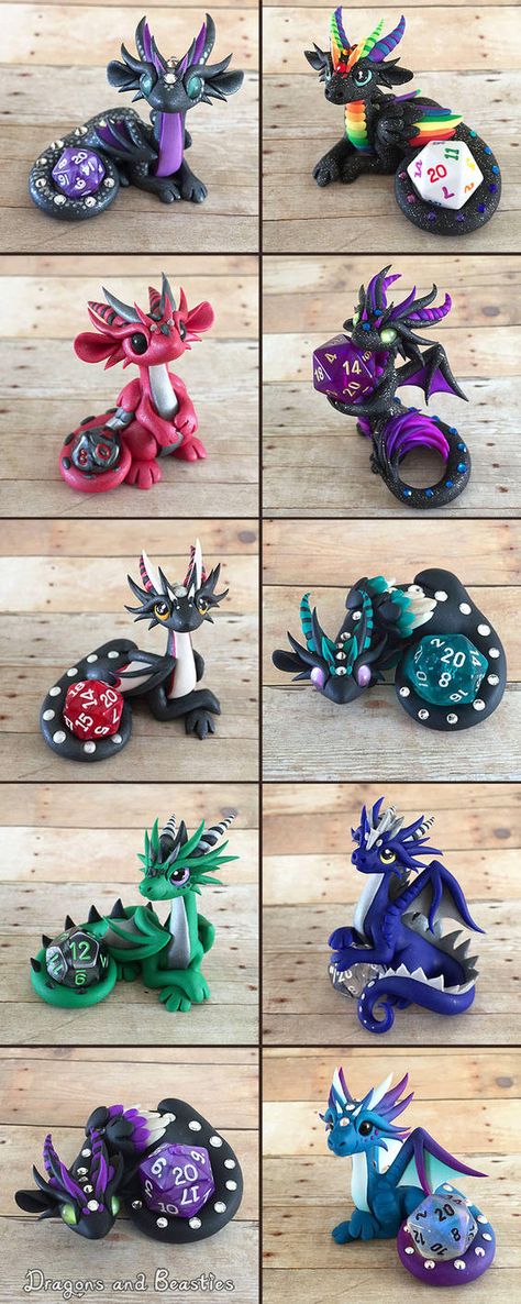 Dice Dragon Sale April 10th by DragonsAndBeasties Polymer Dragon, Fairy Collection, Dice Dragon, Clay Creatures, Fimo Kawaii, Dragon Stuff, Modelling Clay, Polymer Clay Dragon, Dragon Crafts