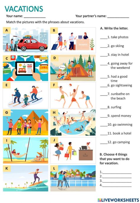 Travel Vocabulary Worksheet, Vacation Vocabulary English, Vocabulary Worksheets Intermediate, Travel Vocabulary English, Holiday Worksheets For Kids, Traveling Activities, Travel Vocabulary, Travel Activities For Kids, English Reading Skills