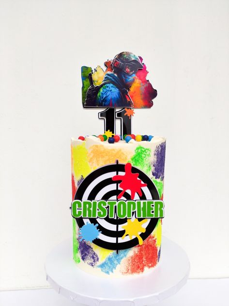 Paintball cake torta paintball Lasertag Cake Ideas, Paintball Cake, Paintball Birthday, Paintball Party, 13 Birthday Cake, Cake Inspo, Laser Tag, Cakes For Men, 11th Birthday