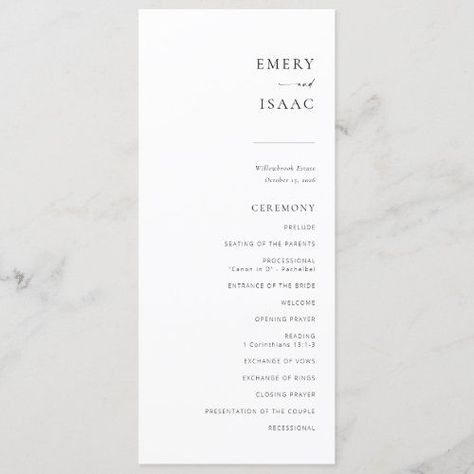 $2.70 | Modern Minimalist Script Chic Wedding Program #chic, simple, minimalist, elegant, classic, modern, script, handwritten, calligraphy, ceremony Country Themed Wedding Invitations, Modern Wedding Program, Elegant Wedding Programs, Closing Prayer, Opening Prayer, Wedding Program Fans, Modern Minimalist Wedding, Wedding Fans, Ceremony Programs