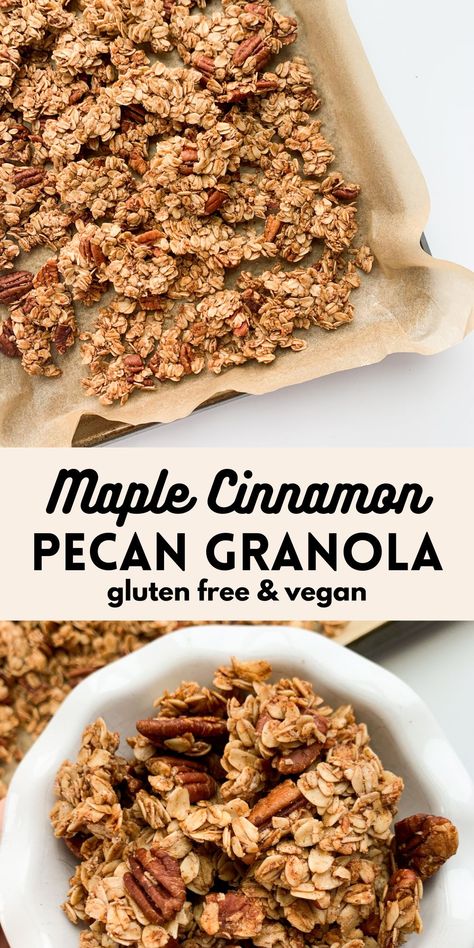 Breakfast Videos, Pecan Granola, Homemade Granola Healthy, Granola Recipe Healthy, Dessert Homemade, Cinnamon Granola, Granola Recipe Homemade, Gluten Free Granola, Granola Healthy