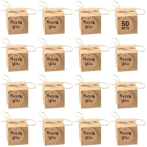 PRICES MAY VARY. 50 PIECES OF KRAFT PAPER CANDY BOXES - These small 2x2x2 inch boxes are perfect for party favors, jewelry, cupcakes, small gifts, chocolate, and candy. WIDE OCCASIONS - The gift wrap boxes can be used for a variety of occasions, including birthday parties, holiday celebrations, baby showers, festivals, weddings, graduations, baby showers, and bridal showers. THANK YOU TAGS AND ROPE INCLUDED - The set comes with 50 pieces of 2x2x2inch boxes, thank you tags, and rope of enough len Animal Cracker Favors, Table Party Favors, Candy Bar Gifts, Baby Shower Gifts For Guests, Baby Shower Thank You Gifts, Kids Ministry, Paper Candy, Gift Wrap Box, Cardboard Gift Boxes