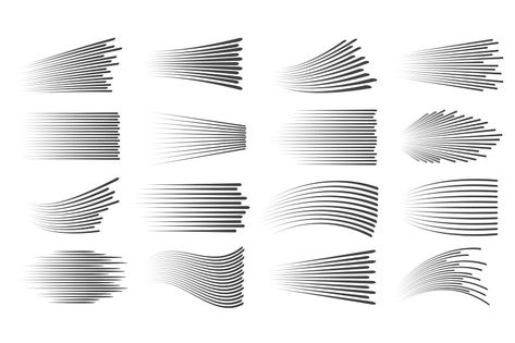 Speed lines effect. Fast motion manga or comic linear patterns. Horizontal and wavy car movement stripes or anime action dynamic vector set. Different waves for book explosion, movement Speed Lines, Movement Drawing, Fast Motion, Line Art Design, Linear Pattern, Drawing Sketches, Line Art, Motion, Art Design