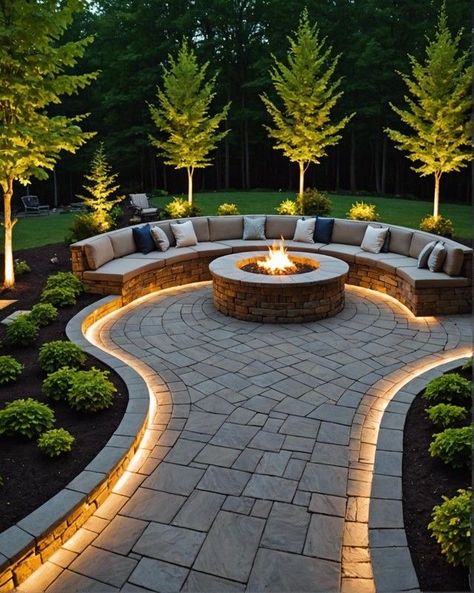 Patio And Yard Design, Yard Exterior Design, Pavers Off Concrete Patio, Curved Paver Patio Ideas, Garden Ideas With Pergola, Patio Porch Ideas Backyards, Deck Paint Colors Ideas Patio, Curved Concrete Patio Ideas, Outdoor Patio Landscaping Ideas