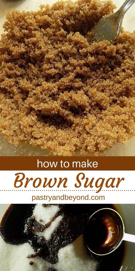 How to Make Brown Sugar at Home-You can easily make homemade brown sugar with only 2 ingredients! You'll learn the types of molasses and which one to use. #brownsugar #homemade #howtomake #molasses Brown Sugar Homemade, Dairy Free Banana Bread, Homemade Brown Sugar, Make Brown, Make Brown Sugar, Brown Sugar Recipes, Dark Brown Sugar, Baking Substitutes, Flavored Sugar