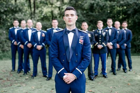 Silver Air Force airplane jet inspired cuff links for military groom in dress blues at Fredericksburg Country Club in Virginia #groom #groomstyle #weddingfashion #militarywedding #airforce #cufflinks #militaryweddings #virginiawedding #dressblues Airforce Wedding Ideas Dress Blues, Marine Dress Blues Uniform Wedding Photos, Air Force Wedding Colors, Military Wedding Air Force, Airforce Wedding Pictures, Air Force Wedding Ideas, Air Force Dress Uniform, Air Force Dress Blues, Air Force Mess Dress