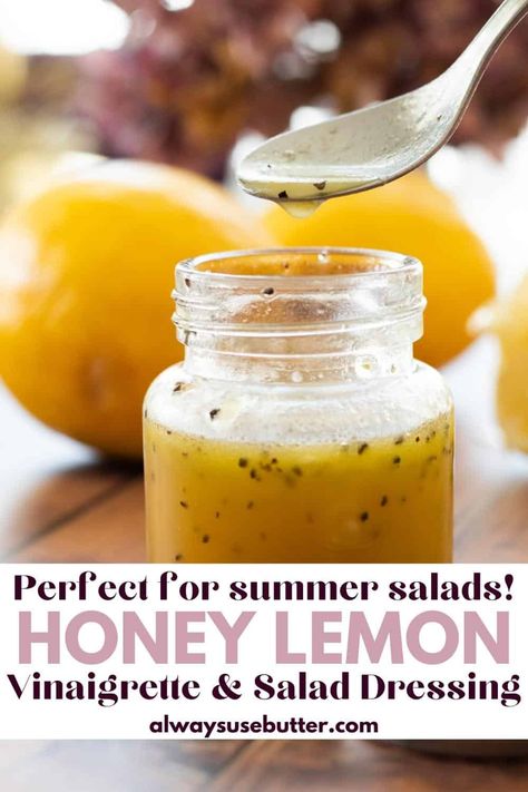 Lemon Vinaigrette Salad, Lemon Vinegarette, Sweet Salad Dressings, Honey Salad Dressing, Lemon Salad Dressings, Lemon Vinaigrette Dressing, Apple Cider Vinegar Lemon, Grilled Vegetable Salads, Sweet Dressing