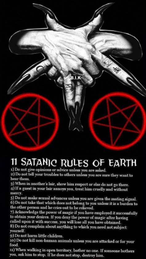 Satanic Rules Of The Earth, Satanic Rules, Spiritual Satanism, Theistic Satanism, The Satanic Bible, Traditional Witchcraft, Witch Spirituality, Eclectic Witch, Witchcraft Spell Books