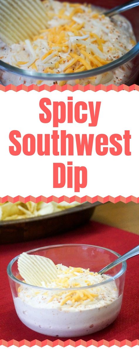 This Spicy Southwest Dip recipe is quick and easy and it uses ingredients that you probably already have in your fridge and pantry. You can make this dip as spicy as you like by adding more Cajun seasoning. It's great served with potato chips or tortilla chips or even raw veggie sticks. | Spicy Dip for Potato Chips | Southwest Dip for Veggies | Cajun Dip | Slap Ya Mama Recipes | #slapyamama #chipsanddip #dips #appetizers #recipes Southwest Dip Recipe, Southwest Dip, Spicy Dip Recipes, Dip For Potato Chips, Slap Ya Mama, Chip Dip Recipes, Cold Dip Recipes, Hot Corn Dip, Veggie Sticks