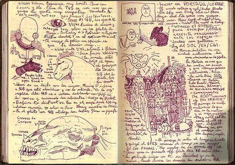 Film: Step into the haunting world of Guillermo del Toro's beautiful sketchbooks Guillermo Del Toro Art, Mountains Of Madness, Moleskine Art, Commonplace Book, Artist Journal, Artist Sketchbook, Visual Journal, Journal Aesthetic, Wolfram