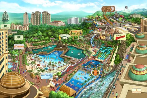 ArtStation - Sunway Lagoon Theme Park , Kinsun Loh Water Parks In Texas, Sunway Lagoon, Water Theme Park, Wild Waters, Adventure World, Orlando Parks, Indoor Waterpark, Parks Canada, Water Projects