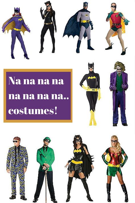 Batman Characters Costumes, Batman Group Costumes, Adult Costumes Diy, Batman Halloween, Robin Costume, Batman Costumes, Joker Costume, Halloween Costumes Ideas, Batman And Robin