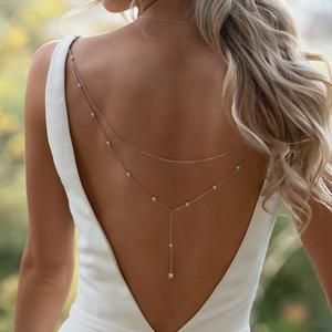 Backdrop Necklace, Backdrops Necklace, Low Back Dresses, Bridal Ideas, 2022 Wedding, Back Necklace, Etsy Wedding Dress, Back Jewelry, Baby Ideas