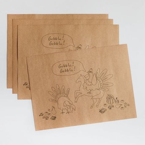 Turkey Talk Thanksgiving Placemat Set of 12 Thanksgiving Placemat, Turkey Calls, Thanksgiving 2022, Thanksgiving Placemats, Dining Table Mats, Paper Bag Design, Baby Plates, Baby Feeding Set, Paper Placemats