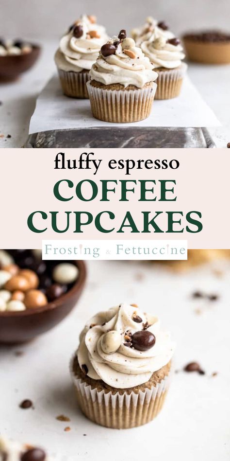 Caramel Coffee Cupcakes, Espresso Cupcakes Recipe, Cupcake Recipes Coffee, Desserts With Espresso, Easy Cupcake Packaging, Espresso Icing Recipe, Coffee Cupcake Design, Recipes Using Coffee Extract, Cupcake Coffee Syrup