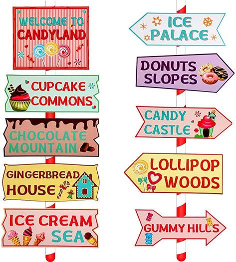 ​​​﻿​​​Amazon.com: 20 Pieces Candyland Party Decorations Candy Land Party Sign Candy Decor Welcome Candyland Birthday Party Decorations Directional Signs Street Photo Prop Cutouts for Sweet Candy Theme Party Supplies : Toys & Games Candyland Party Decorations, Candy Land Party, Candyland Party, Directional Signs, Party Sign, Candy Land, Photo Prop, Party Decorations, Candy