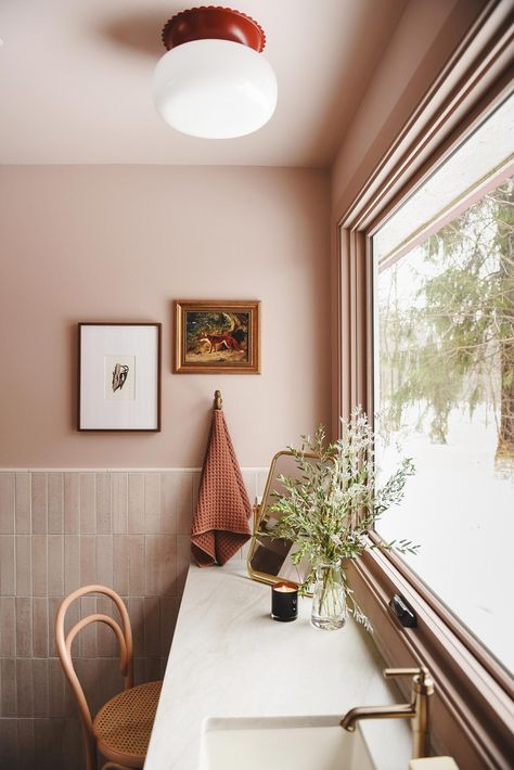 Benjamin Moore Meadow Pink Pink Ground Farrow And Ball Bathroom, Bermuda Sands Benjamin Moore, Peach Painted Bathroom, Clementine Rose Benjamin Moore, Sonoma Clay Benjamin Moore, Victorian Lace Benjamin Moore, Pink Beige Bathroom Tile, Lost Locket Benjamin Moore, Benjamin Moore Soft Pink