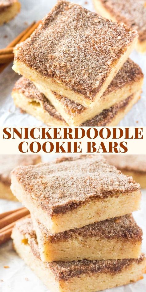 Snickerdoodle Cookie Bars, Snickerdoodle Bars, Snickerdoodle Cookie, Snickerdoodle Cookie Recipes, Gateaux Cake, Birthday Desserts, Oreo Dessert, S'mores, Classic Cookies