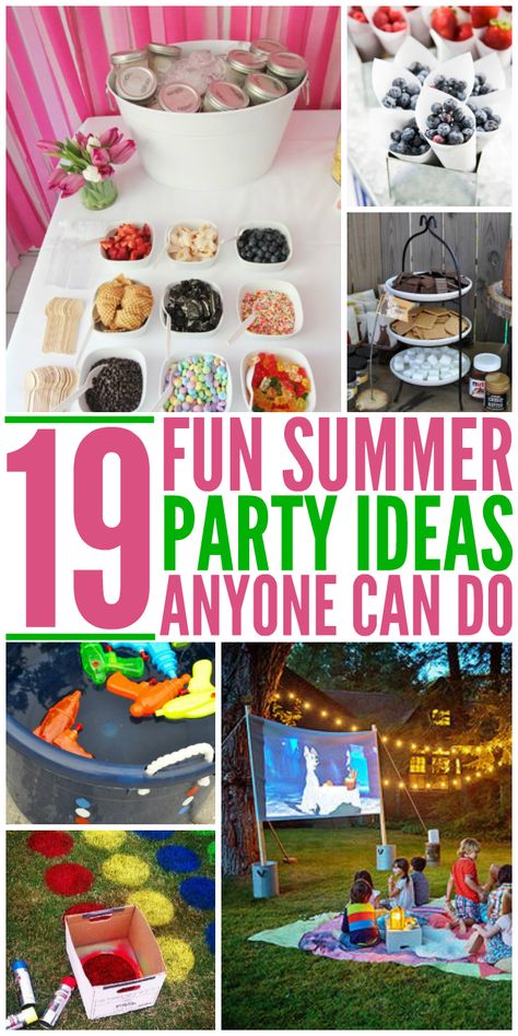 Summer time is party time and nobody likes their parties looking the same as everyone else. Check out these great and unique DIY party ideas and tips. Summer Kick Off Party Ideas, Summer Party Kids, Summer Backyard Parties, Outdoor Movie Party, Summer Kids Party, Summer Party Ideas, Neighborhood Party, Summer Food Party, Summer Bash