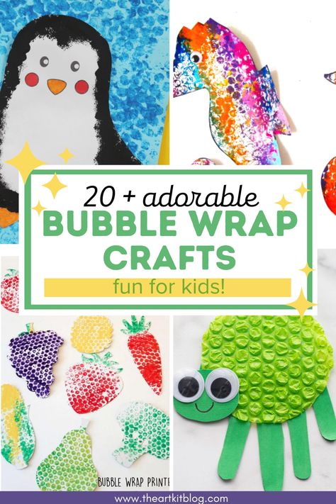 20+ Unique Bubble Wrap Crafts for Kids Bubble Wrap Painting, Bubble Wrap Crafts, Bubble Wrap Art, Bubble Crafts, Umbrella Craft, Summertime Crafts, Sensory Learning, Sensory Ideas, Tree Study