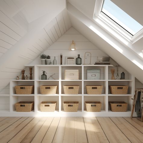 storage_space small attic room with low ceilings idea Image Small Loft Space Ideas, Attic Spaces Low Ceiling, Tiny Attic Ideas, Attic Home Office, Read Nook, Attic Rooms Low Ceiling, Loft Space Ideas, Low Ceiling Attic Bedroom, Small Attic Spaces