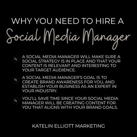 Unlock the full potential of your online presence by hiring a social media manager! A dedicated social media manager not only saves you valuable time but also brings expertise and strategy to your digital marketing efforts. They stay on top of the latest trends, craft compelling content, engage with your audience, and analyze performance to ensure your brand stands out. With a professional managing your social media, you can focus on what you do best—running your real estate business. From b... How To Be A Social Media Manager, Become A Social Media Manager, Why Hire A Social Media Manager, What Does A Social Media Manager Do, Hire A Social Media Manager, Best Social Media Management Tools, Social Strategy, Real Estate Business, Brand Awareness