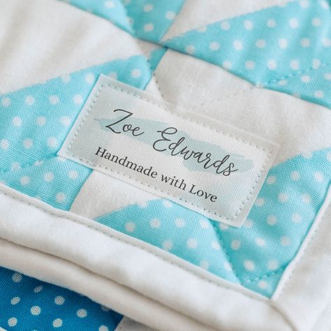 Cotton Splash Of Blue (2x1-Cotton) custom fabric labels for handmade items Personalized Quilt Labels, Text Label, Custom Fabric Labels, Crochet Labels, Knitting Labels, Christmas Gift Tags Handmade, Craft Label, Iron On Labels, Port Huron