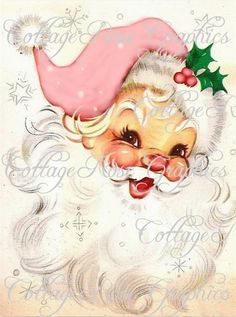 Images Noêl Vintages, Vintage Pink Christmas, Shabby Christmas, Pink Santa, Vintage Christmas Images, Shabby Chic Christmas, Santa Clause, Vintage Christmas Cards, Vintage Greeting Cards