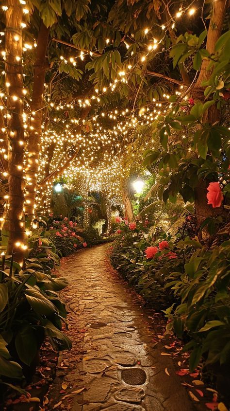 Beautiful Pathways Nature, Garden Illumination, Dreamy Backyard, Fairytale Garden, Forest Theme Wedding, Outdoor Fairy Lights, Garden Whimsy, Backyard Lighting, Pretty Landscapes