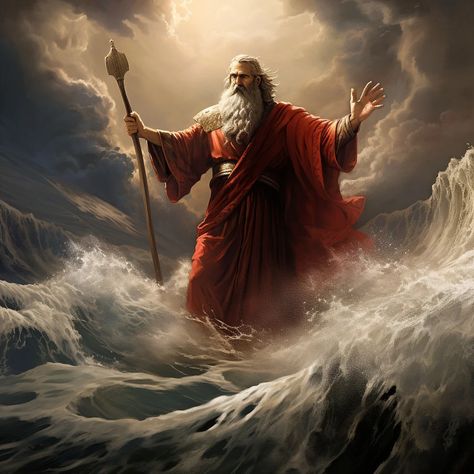 I will generate bible images with ai Bible Images Art, Moses In The Bible, Bible Poster Design, Exodus Art, Moses Painting, Exodus Tattoo, Bible Graphic, Prophet Moses, Moses Art