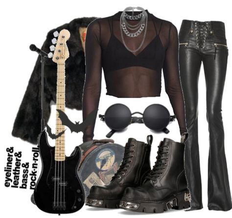 Female Rockstar Outfit 80s, Rockstar Outfit Women, Maneskin Outfit Ideas, Kiss Inspired Outfits, Glam Rock Aesthetic Outfit, Rock And Roll Outfits Party, Yungblud Outfit Ideas, 80s Fashion Rocker Women, 80s Rock Outfits Women