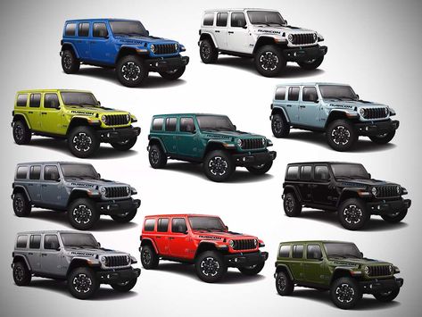 The 2024 Jeep Wrangler Rubicon X 4xe 4-Door isn't just a champion off-roader, it's a head-turner on the road too. With a whopping ten color options to choose from, there's a Wrangler Rubicon X 4xe out there to perfectly match your adventurous spirit. Let's dive into this bold palette and see which hue best reflects your journey. Jeep Wrangler Rubicon 2024, Jeep Rubicon 4 Door, Jeep Wrangler Colors, Lifted Jeep, Jeep Rubicon, Wrangler Rubicon, Jeep Wrangler Rubicon, Jeep Accessories, Jeep Wrangler