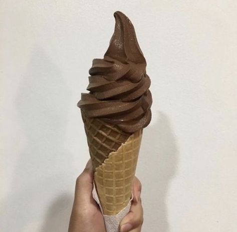 Korean Ice Cream, Cream Aesthetic, An Ice Cream, Cute Desserts, Soft Serve, Chocolate Ice Cream, Brown Aesthetic, Ice Cream Cone, Cafe Food