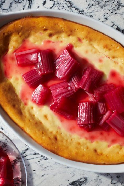 Both the ricotta cake and rhubarb taste best when left to cool before serving, or even with a light chill, making this the perfect start to a season of warm-weather eating.#cakerecipes #bakingrecipes #dessertrecipes #cakes #cakeideas #rhubarbrecipes #rhubarbrecipes Ginger Cheesecake, Ricotta Dessert, Roasted Rhubarb, Baked Ricotta, Ricotta Recipes, Ricotta Cake, Rhubarb Recipes, Cake Tasting, Seasoning Recipes