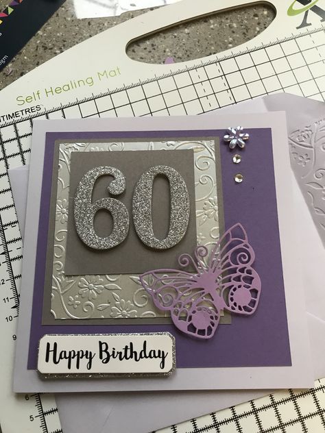 60th Cards For Ladies, 60th Birthday Cards For Ladies Handmade, Diy 60th Birthday Card, 60th Birthday Cards For Ladies, Diy 60th Birthday, 60th Birthday Card, Handmade Greeting Card Designs, Watercolor Birthday Cards, Sister Birthday Card