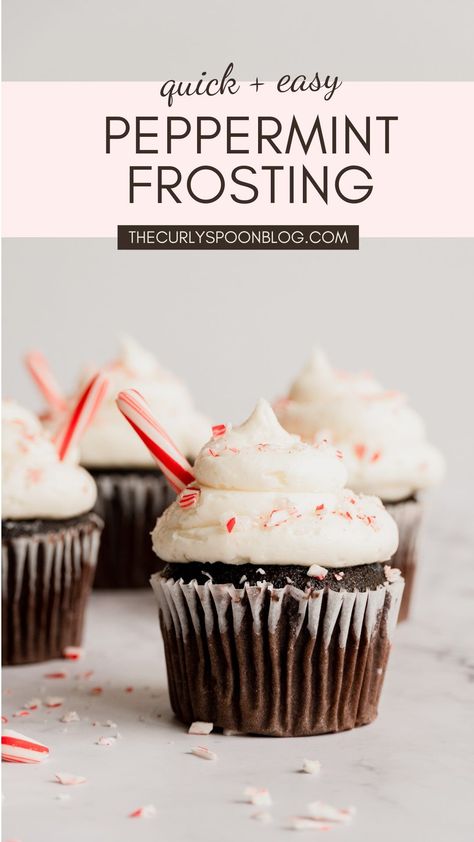 Peppermint Frosting Recipe, Peppermint Buttercream Frosting Recipe, Peppermint Patty Cupcakes, Peppermint Buttercream Frosting, Peppermint Icing, Grad Cupcakes, Candy Cane Cupcakes, Peppermint Mocha Cupcakes, Chocolate Coconut Cupcakes