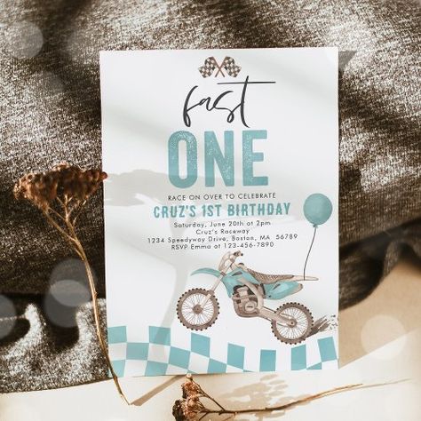 $2.09 | Fast One Blue Dirt Bike Boy 1st Birthday Party - fast one birthday party, fast one 1st birthday, boy 1st birthday, fast one dirt bike, dirt bike birthday party, motorcross, motocross birthday, motocross party, dirt biking birthday, racing birthday party Blue Dirt Bike, Dirt Bike Birthday Party, Bike Birthday Party, Growing Up Two Fast, Motocross Birthday, Racing Birthday Party, Bike Boy, Bike Birthday Parties, 4th Birthday Boys