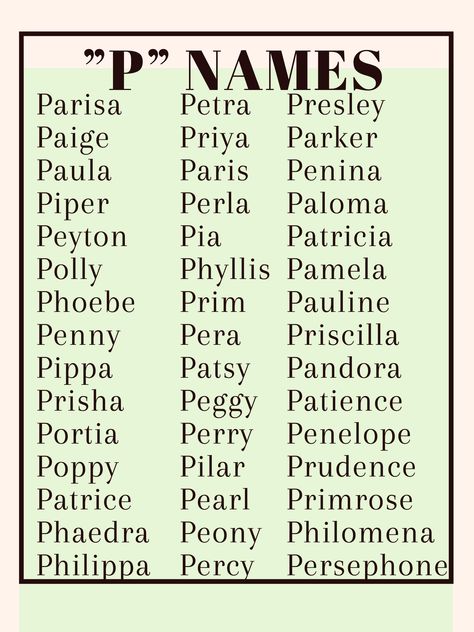 Names that start with “P” Girl Names That Start With P, P Names For A Girl, Names That Start With A, P Baby Names, P Name, Oc Names, P Names, Unique Baby Boy Names, Unique Boy Names