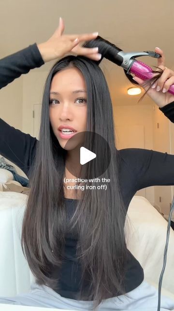 Alysia Loo on Instagram: "Curling iron basics 😽" Curls At The Bottom Of Hair, Curling Iron Techniques, Blowout With Curling Iron, Curling Iron Tutorial, Hot Tools Curling Iron, Hot Tools Curling Irons, Curling Iron Hairstyles, Hot Tools, Hair Clothes