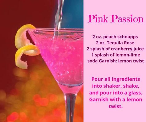 Pink Sparkly Alcoholic Drinks, Sweet Pink Alcoholic Drinks, Barbie Pink Cocktail, Girlie Drinks Alcohol Cocktails, Hot Pink Drinks Cocktails, Pink Bachelorette Drinks, Pink Cosmopolitan Drink, Bachelorette Drink Ideas Cocktails, Pink Glitter Drinks Alcohol