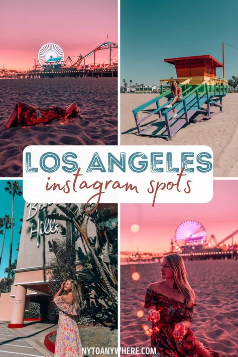 Los Angeles Instagram Pictures, Santa Monica Pier Photoshoot, Hollywood Sign Pictures, Places In Los Angeles, Los Angeles Pictures, Los Angeles Travel Guide, Santa Monica Los Angeles, Los Angeles Aesthetic, West Coast Travel