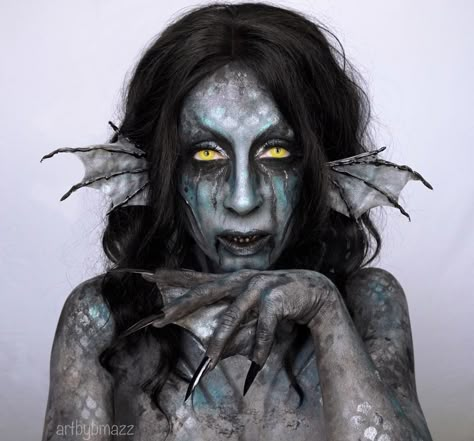 Scary Mermaid, Siren Makeup, Evil Mermaids, Fish Makeup, Halloweenský Makeup, Monster Makeup, Prosthetic Makeup, Mermaid Halloween, Makeup Video