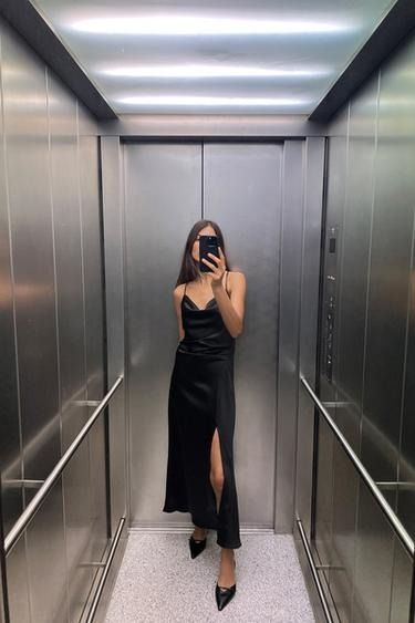 Dresses for Women | ZARA United States - Page 7 Black Slip Dress, Black Satin Dress, Event Outfit, Ruched Midi Dress, Maxi Slip Dress, Satin Midi Dress, Black Maxi, Dress C, Zara Black