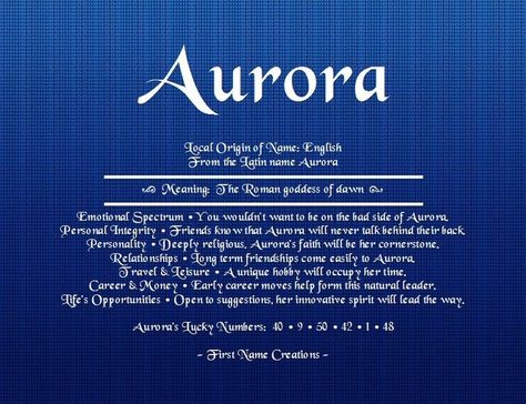 Aurora Meaning, Aurora Name, Cool Unique Names, Indian Names, Name Boards, Baby Names And Meanings, Disney Sleeping Beauty, People Names, Name Meaning