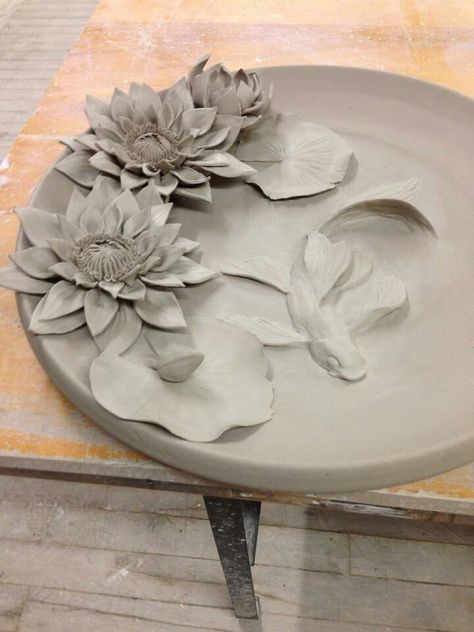 Pottery Lotus Flower, Lotus Flower Ceramic, Clay Lotus Flower, Lotus Ceramic, Clay Lotus, Pom Poms Ideas, Decorations For Table, Lotus Sculpture, Ceramic Art Sculpture